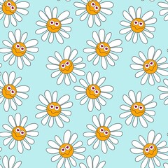 Obraz premium Simple floral seamless pattern with flowers for fabrics and cards and linens and kids and wrapping paper