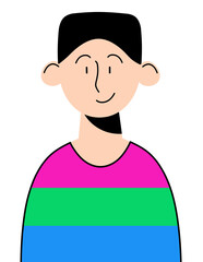 polysexual pride flag flat art white character design	
