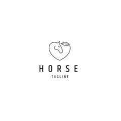 Love horse line logo icon design template