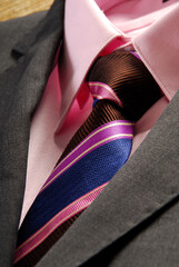 Details of business suit, shirt tie and jacket closeup view, business man concept