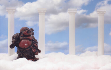 Buddha in Heaven Buddha With Columns and Cotton on Blue and White sky