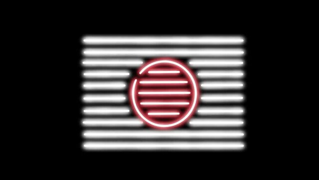 Japanese Neon Flag / animation, motion, moving, bright, glowing, flickering, Fluorescent light, Japan, background, wall paper