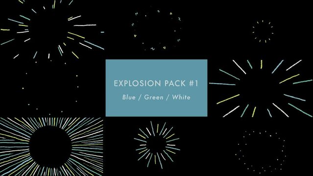 [Hand-drawn pencil style explosion effects in 8 styles] cute, pop, analog, simple, blue, green, spot, spotlight, modern, Memphis, hip, dots, lines, 80s