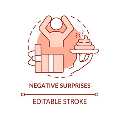 Negative surprises terracotta concept icon. How psychological manipulation works abstract idea thin line illustration. Isolated outline drawing. Editable stroke. Arial, Myriad Pro-Bold fonts used