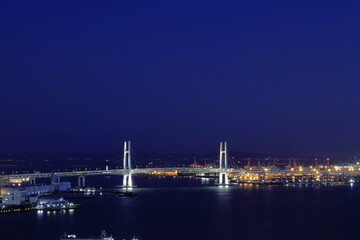 Fototapeta na wymiar 新子安から見た横浜ベイブリッジ (夜景)