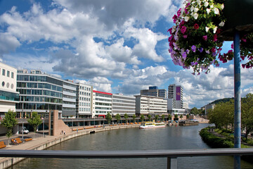 Saarbrücken, Berliner Promenade an der Saar im Sommer