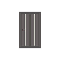Grey Door 3 Vertical White Strips, door isolated on white background