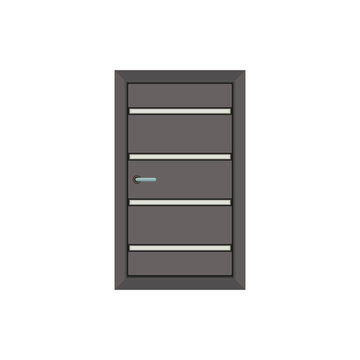 Grey Door 4 Horizontal White Strips, wardrobe isolated on white background