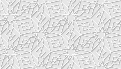 Arabic seamless pattern with classic islamic culture ornament. White background with shadow.