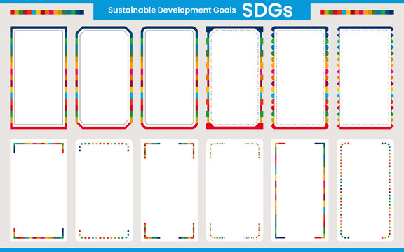 SDGsの17色を使用した縦長のタイトルフレーム　A（白）
