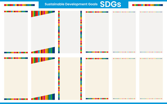 SDGsの17色を使用した縦長のタイトルフレーム　B（ベージュ）