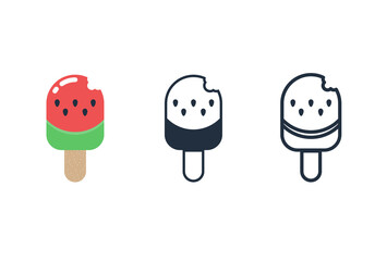 Watermelon flavored ice cream icon, Vector and Illustration.