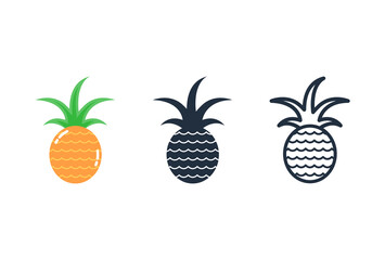 Pineapple icon, Fruit icon, Vector and Illustration.