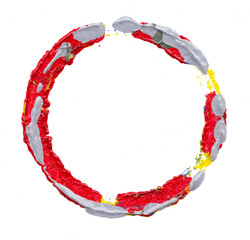 Colorful hand drawn circle isolated on white background..Acrylic on paper. For design used.