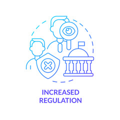 Increased regulation blue gradient concept icon. Crypto issue in future abstract idea thin line illustration. Investors and market protection. Isolated outline drawing. Myriad Pro-Bold font used