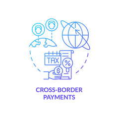 Cross-border payments blue gradient concept icon. Cryptocurrency advantage abstract idea thin line illustration. International money transfer. Isolated outline drawing. Myriad Pro-Bold font used