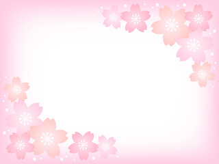 パステルカラーの桜の花とピンクの背景画像/右上左下装飾