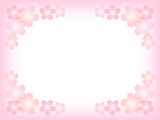 パステルカラーの桜の花とピンクの背景画像/四隅装飾