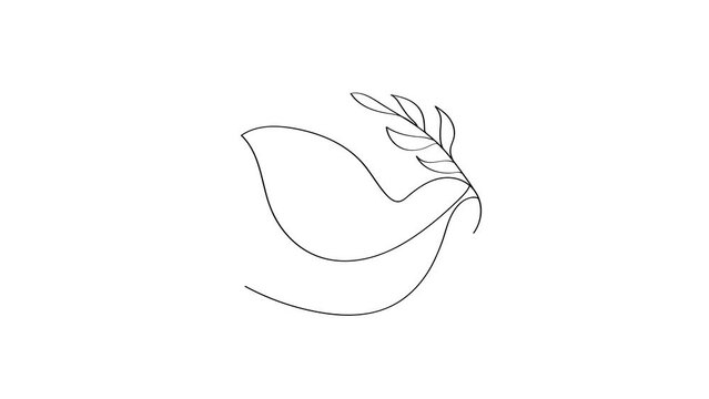 Peace symbol dove of peace. concept no war. one line art video