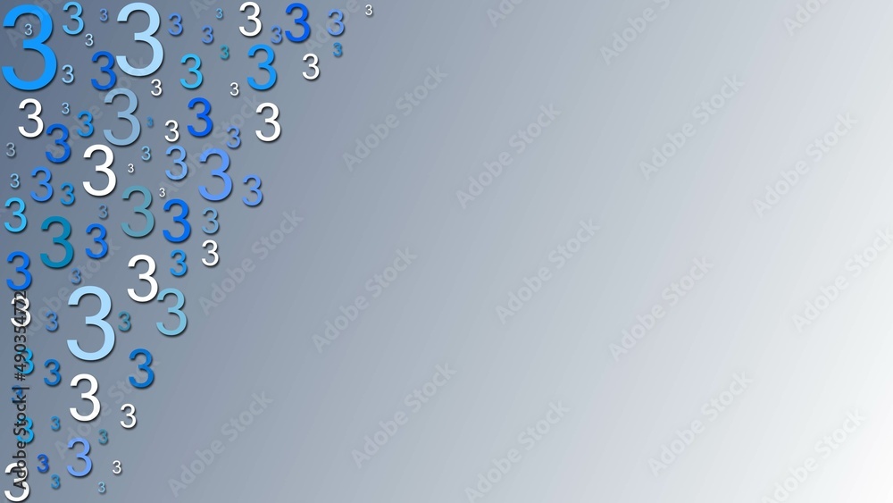 Poster greeting card with space for your text or signature - arrangement of multiple number 3 in different 