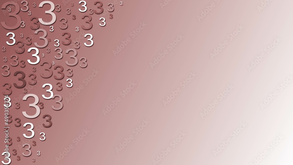 Poster greeting card with space for your text or signature - arrangement of multiple number 3 in different 