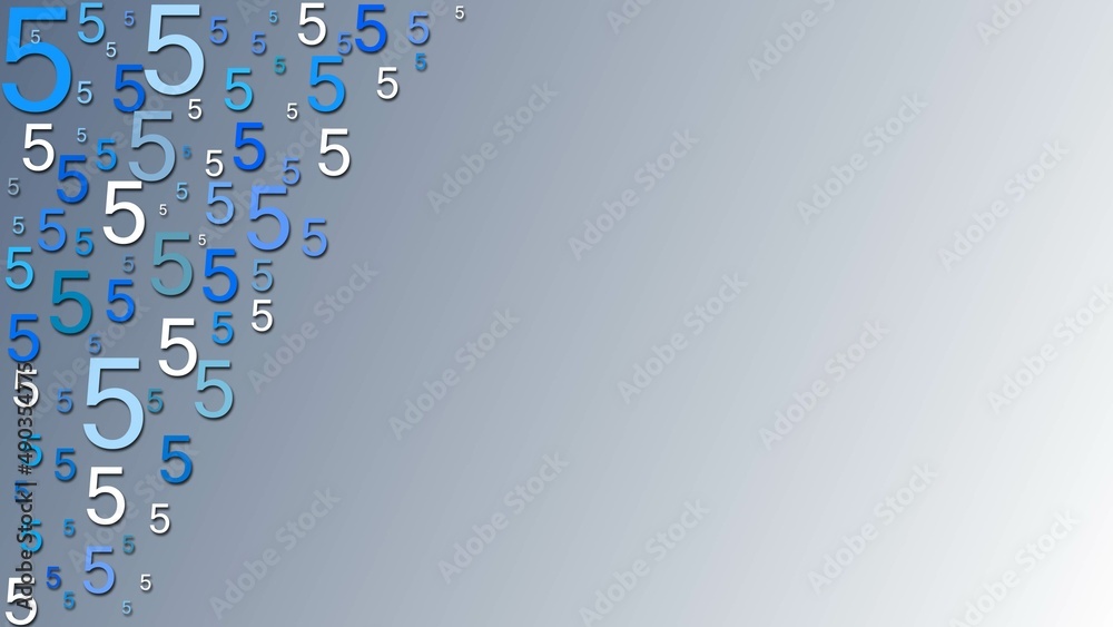Poster greeting card with space for your text or signature - arrangement of multiple number 5 in different 
