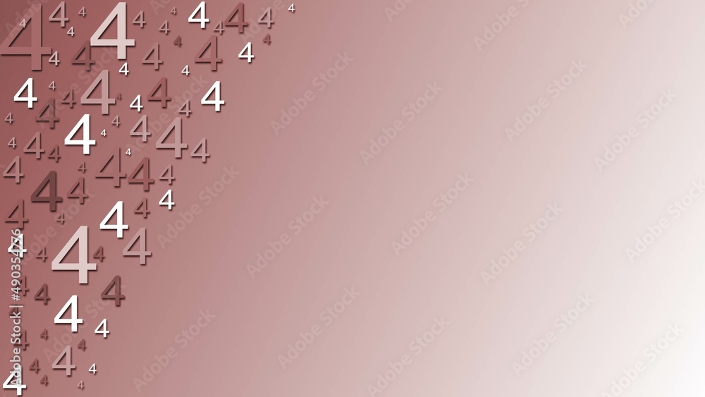 Poster greeting card with space for your text or signature - arrangement of multiple number 4 in different 