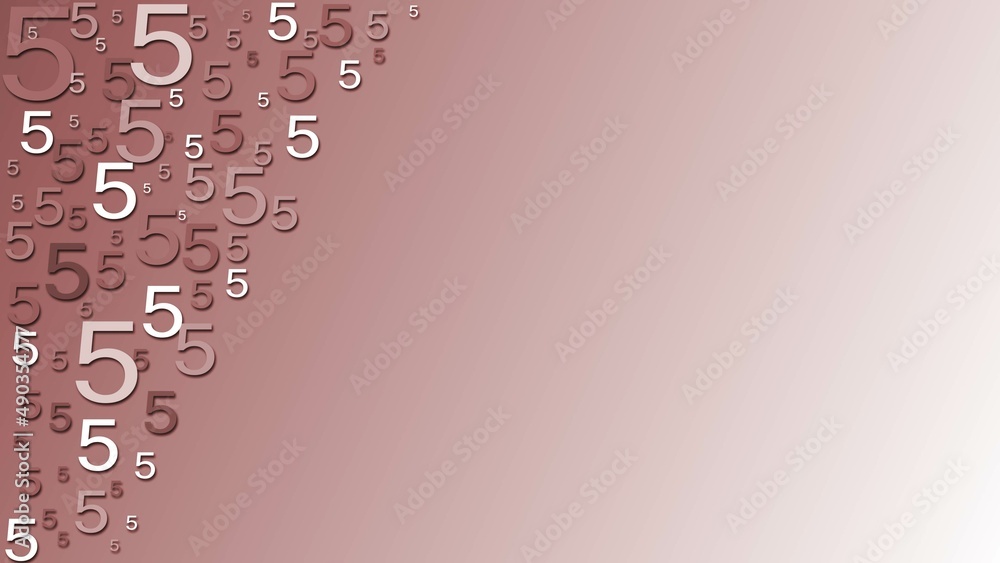 Poster greeting card with space for your text or signature - arrangement of multiple number 5 in different 