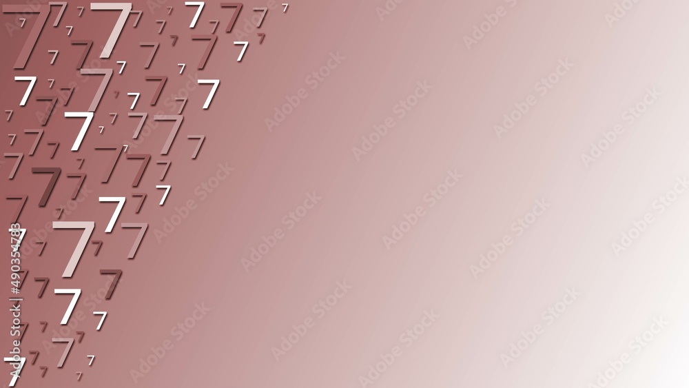 Poster greeting card with space for your text or signature - arrangement of multiple number 7 in different 
