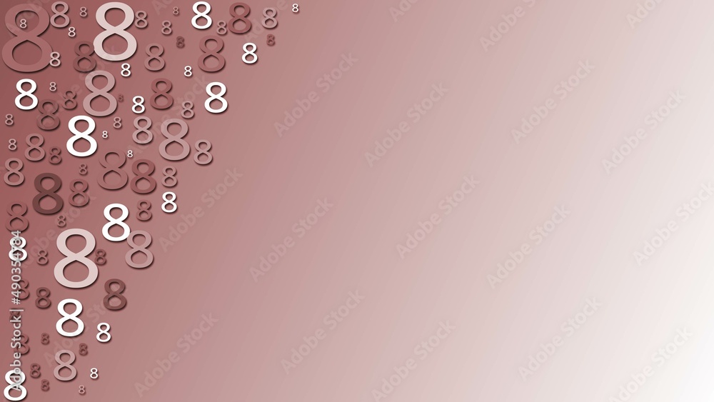 Poster greeting card with space for your text or signature - arrangement of multiple number 8 in different 