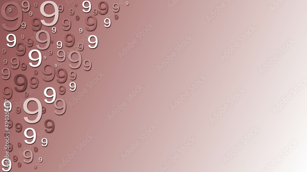 Poster greeting card with space for your text or signature - arrangement of multiple number 9 in different 