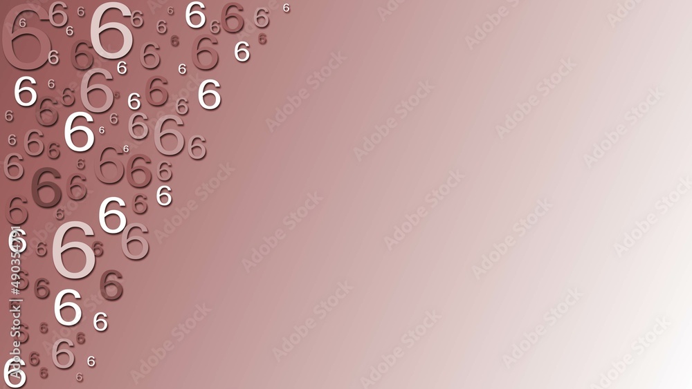 Poster greeting card with space for your text or signature - arrangement of multiple number 6 in different 