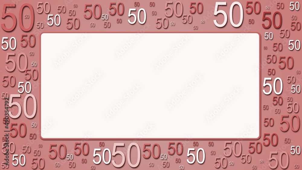 Poster greeting card with space for your text or signature - framed of multiple number 50 in different size