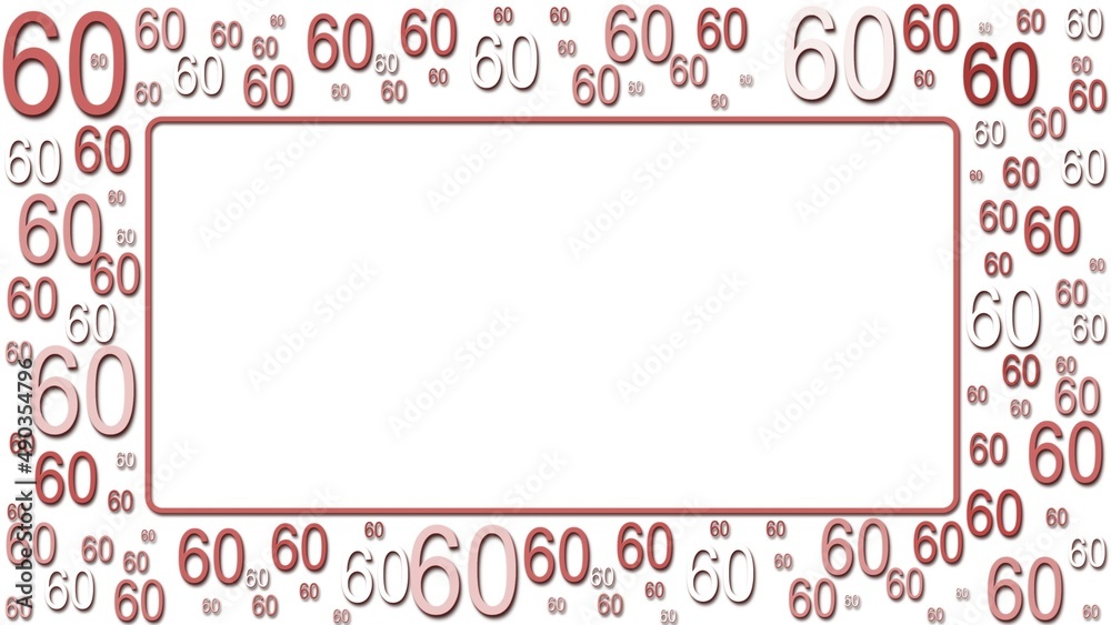 Poster greeting card with space for your text or signature - framed of multiple number 60 in different size