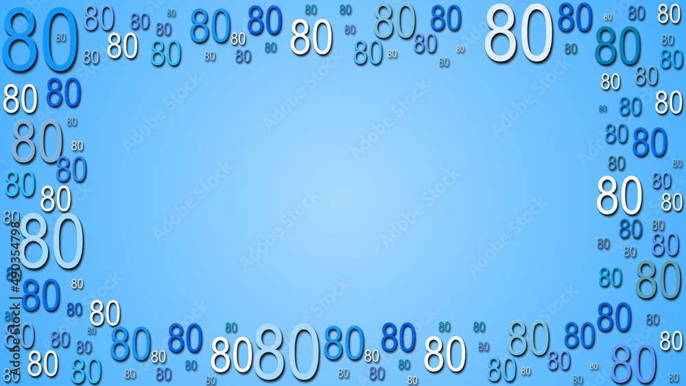Poster greeting card with space for your text or signature - framed of multiple number 80 in different size