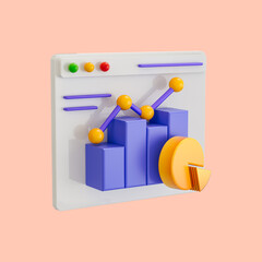 business chart pie interface icon 3d render concept for analyze and profitable marketing report 