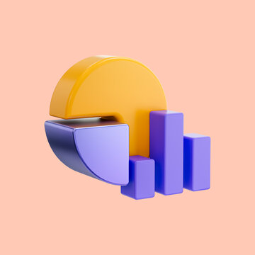 business chart growth icon 3d render concept for Trading stock news creative Growth World economy