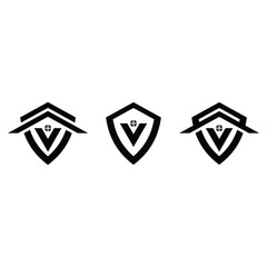 house shield letter V logo