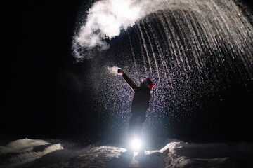 Obraz premium silhouette of a waterfall in the fog