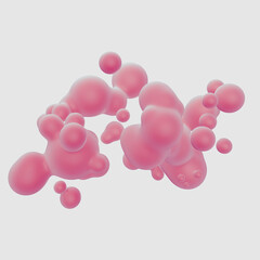 Abstract 3D render - gradient pink metaball isolated on light background