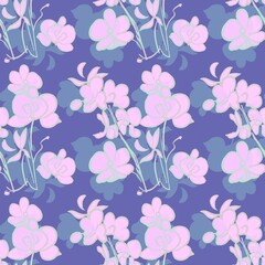 seamless pattern with pink orchids