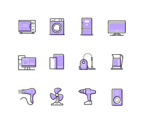 Household appliances - modern line design style icons set