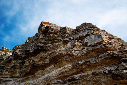 Stone Mountains. Geological Research Near The Sea. Natural Background. Summer Landscape.