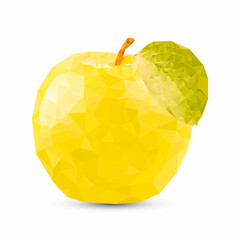 Polygon apple vector illustration. Yellow polygonal fruits isolated on white background.