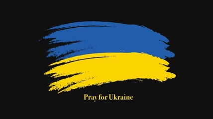 Obraz premium Patriotic banner Pray for Ukraine with watercolor flag.