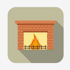 Fireplace icon in flat design style. Home interior furniture design for logo, banner, websites and apps.