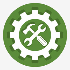 Settings, repair support design for websites and mobile apps. Service, maintenance icon in flat design style.