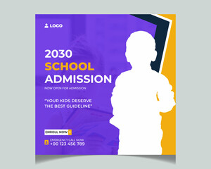 School admission social media post template Premium Design
