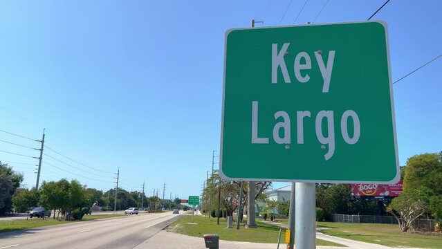 Key Largo Entrance sign on Overseas Highway - travel photography