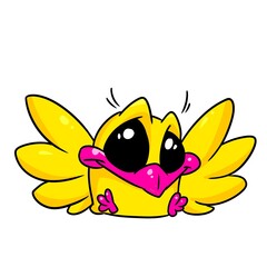 Little bird sitting parody character illustration cartoon